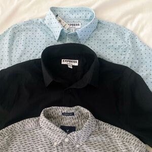 Express & American Eagle Extra Slim Button Down Shirt black sharks xs